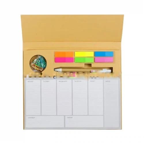 Eco-Friendly Weekly Planner Kit With Pen Clip Sticky Notes