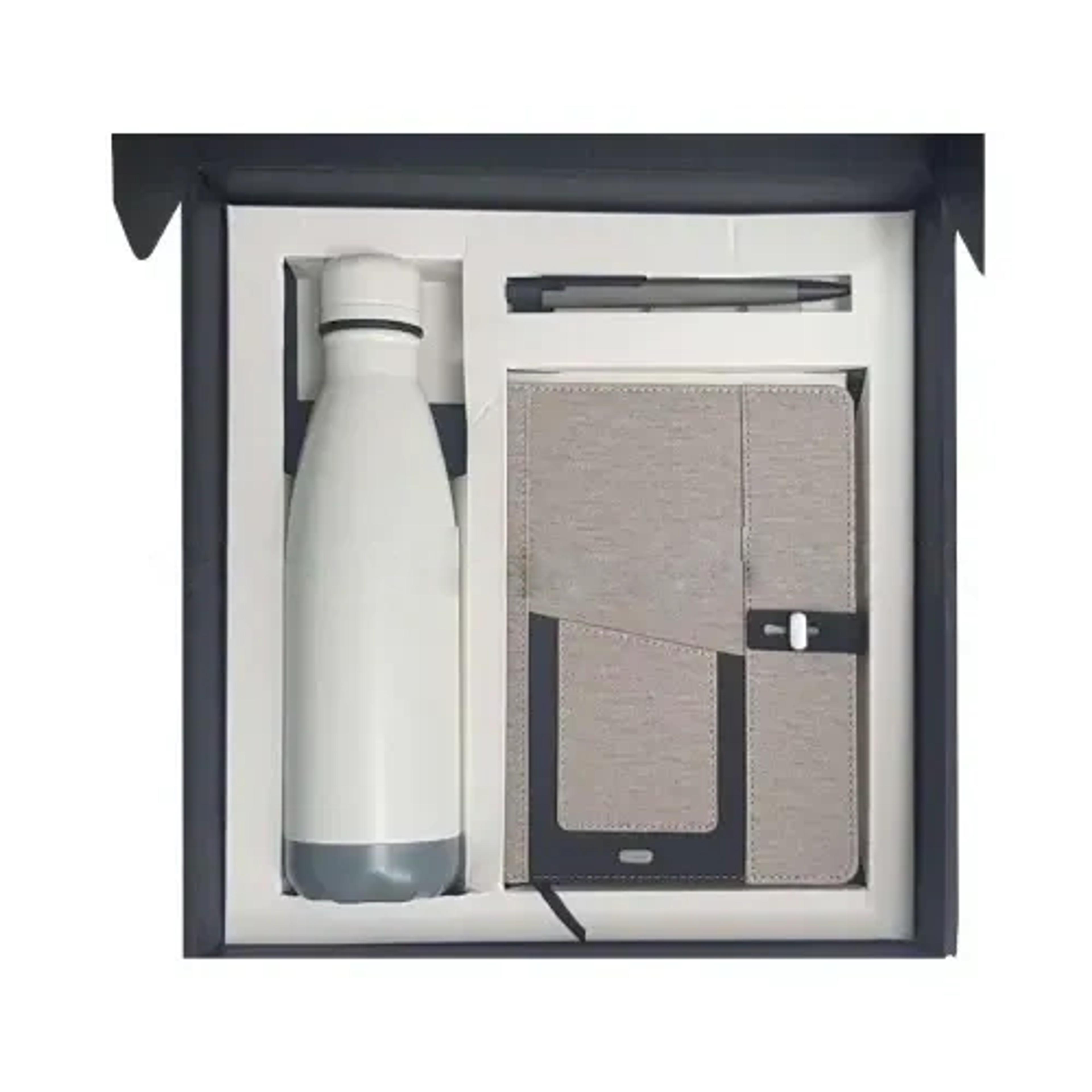Stainless Steel Bottle, Notebook & Metal Pen