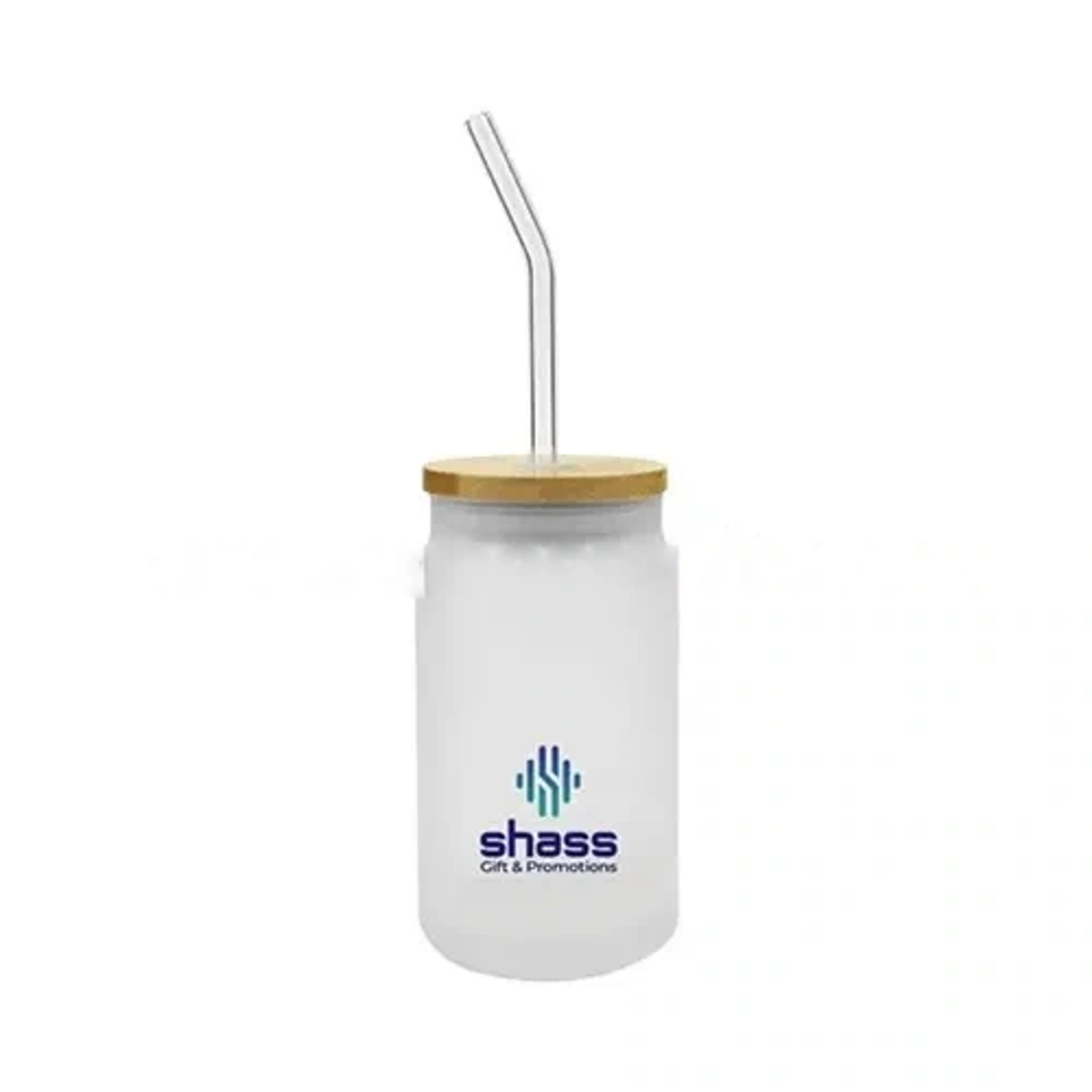Glass Bottle With Straw & Bamboo Lid