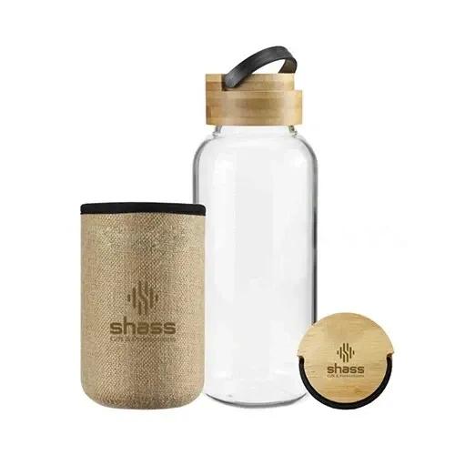 Glass Water Bottles With Bamboo-lid & Eco-Sleeve