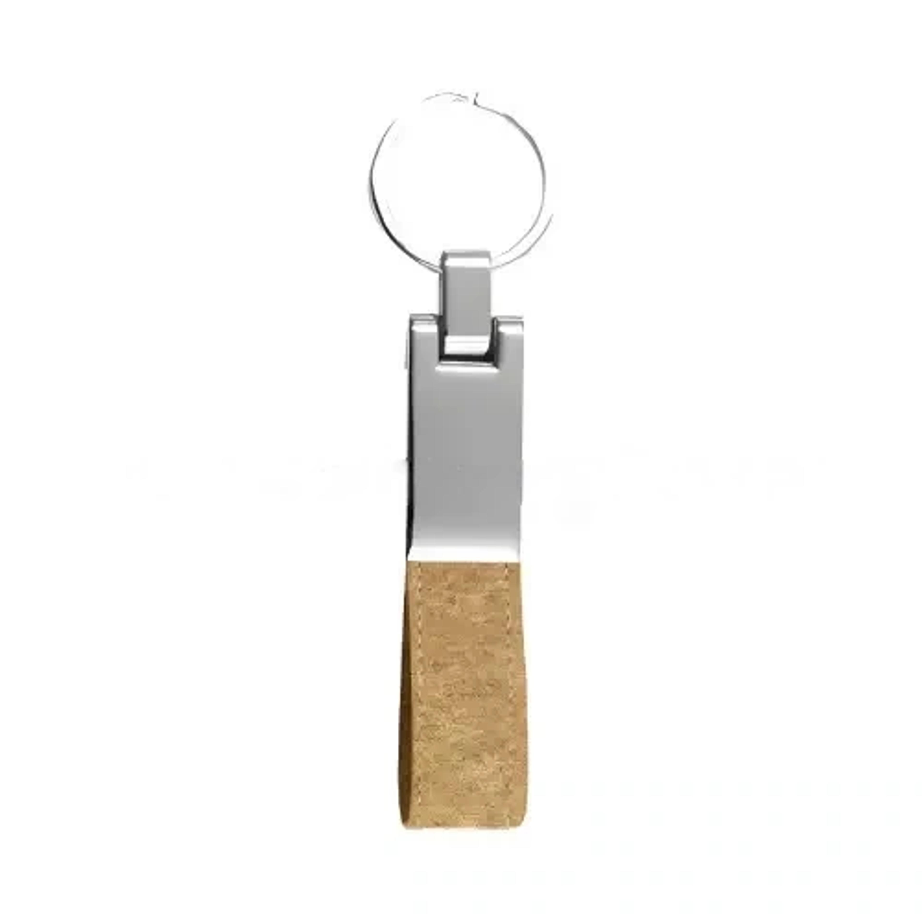 Metal Keychain With Cork Strap