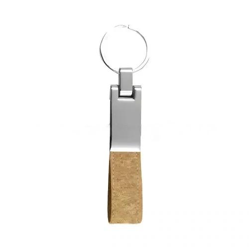Metal Keychain With Cork Strap