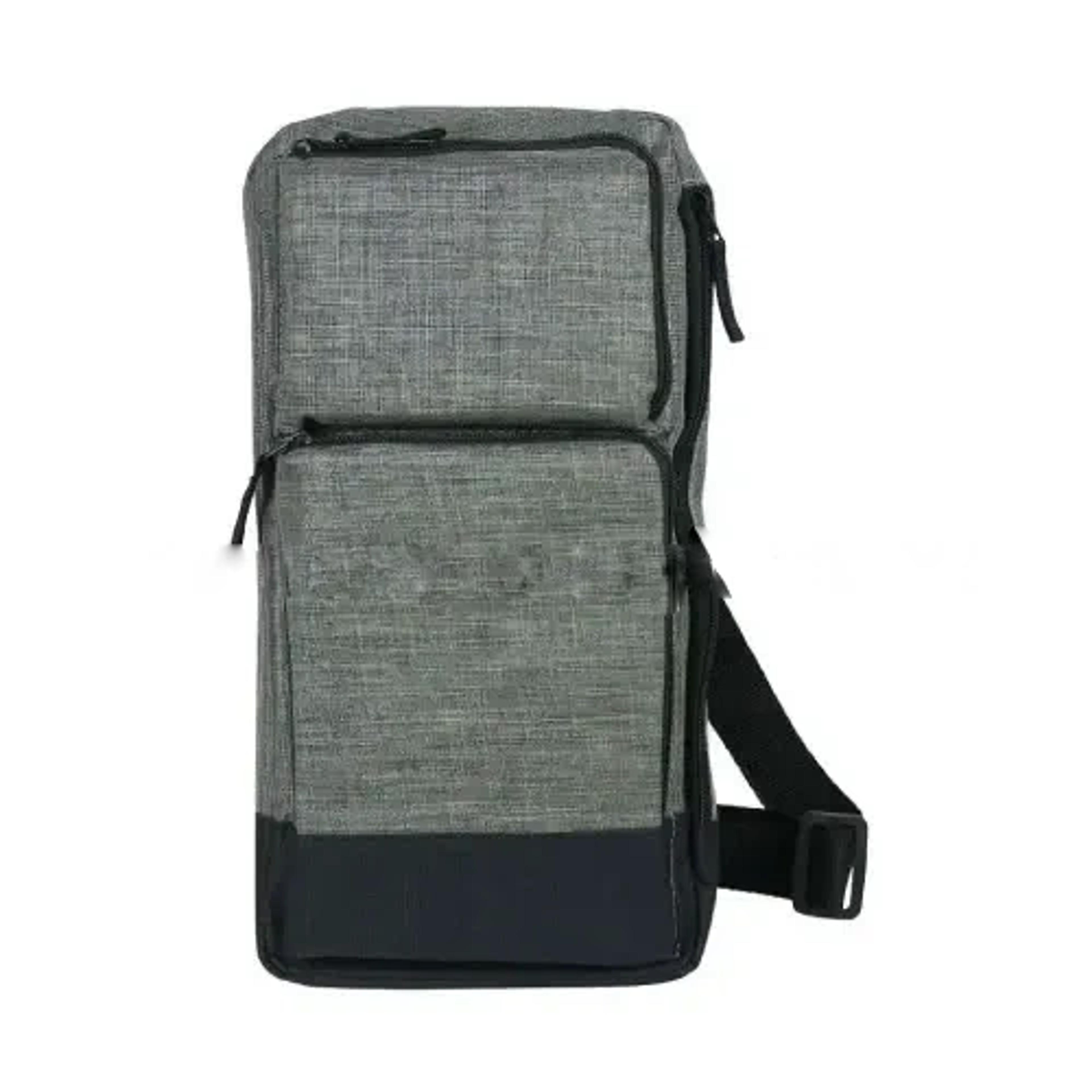 Sling Crossbody Bags in Grey with Black Polyester Material