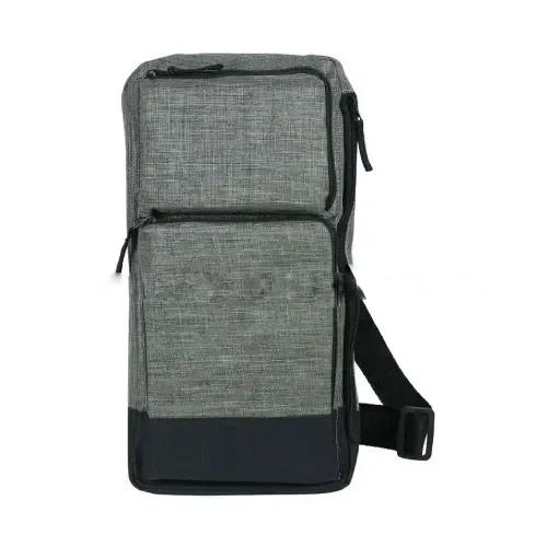 Sling Crossbody Bags in Grey with Black Polyester Material