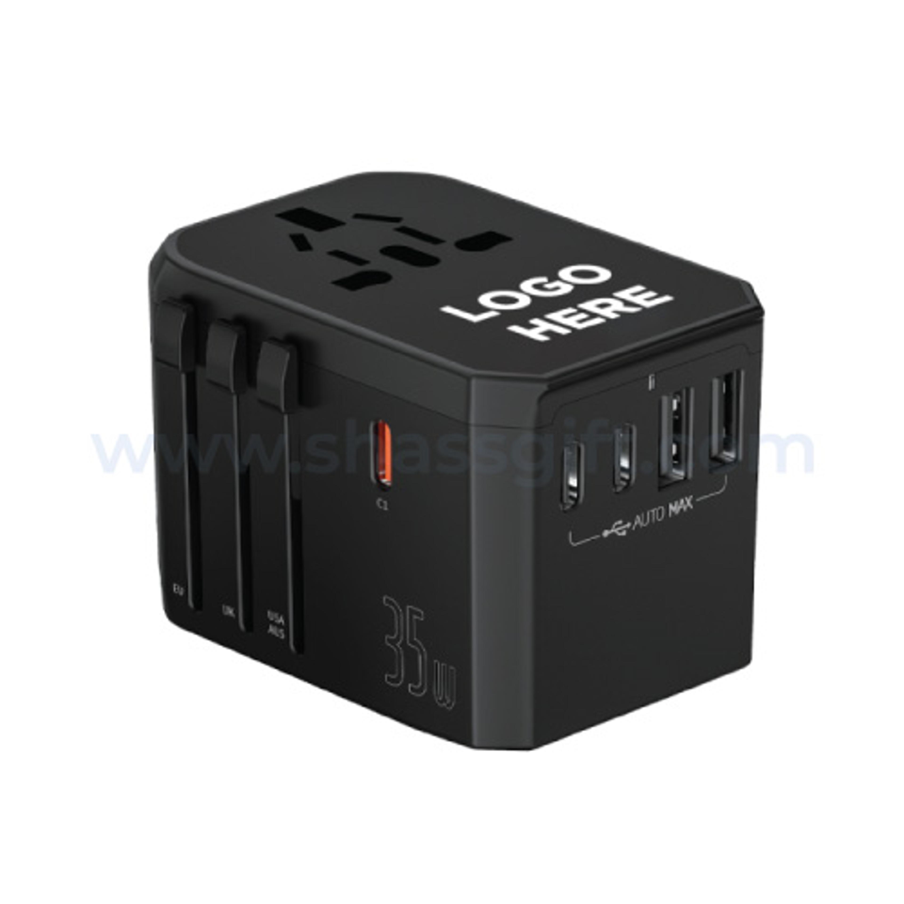 Universal Travel Adapter Light Up Logo