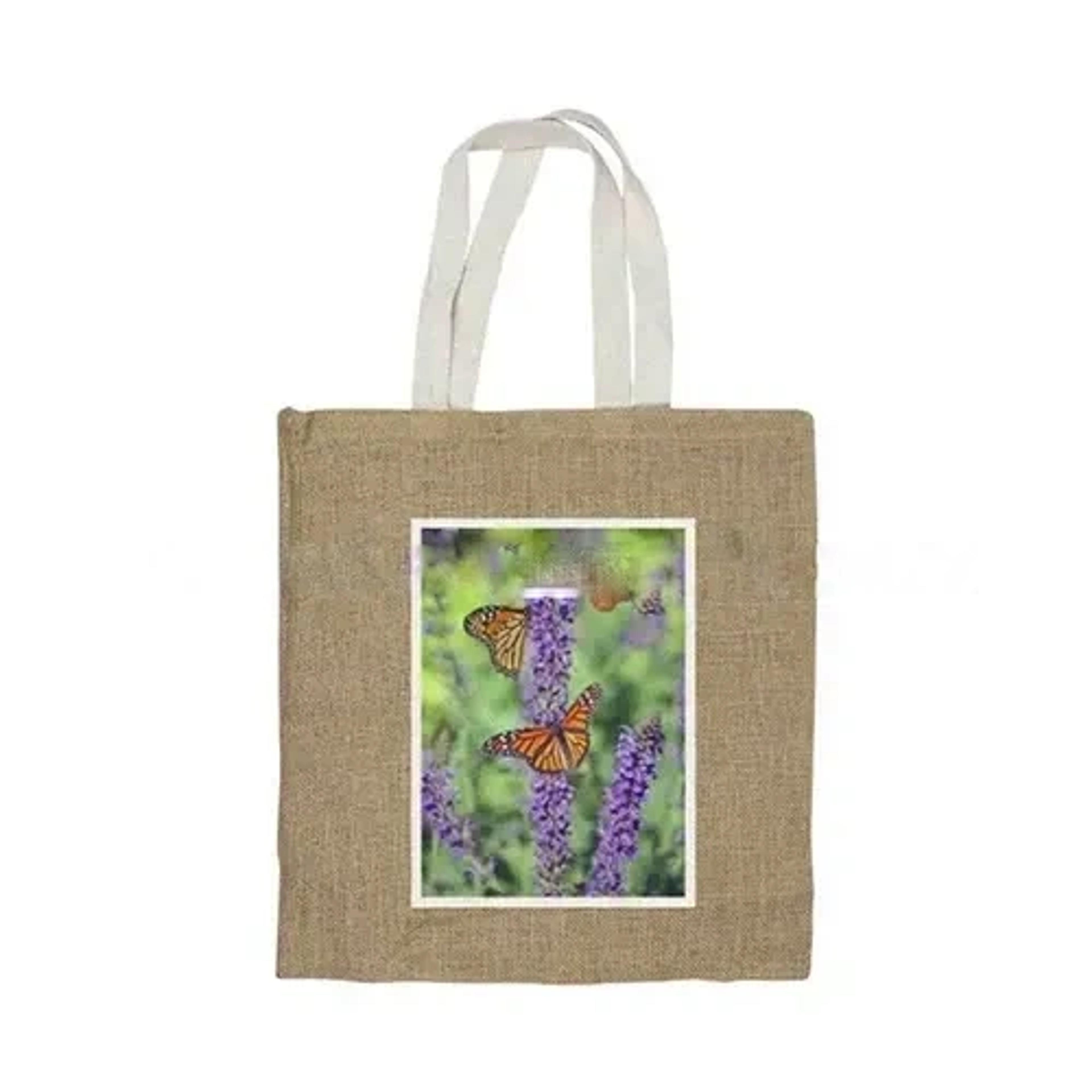 Jute Bag With White Handles