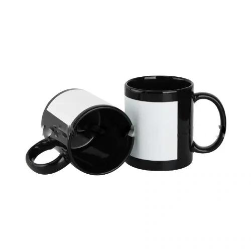 Black Ceramic Mugs With A White Printable Area