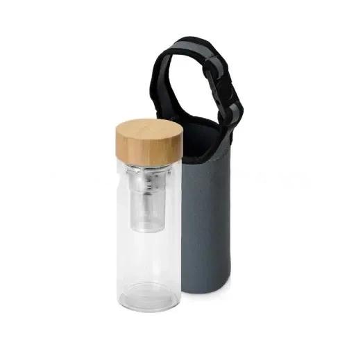 Glass Thermos With Strainer In A Case, Clear, Natural, Grey