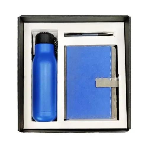 Double wall vacuum bottle, notebook & pen
