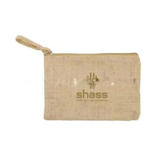 Natural Jute Zipper Pouch For Organizing Storage