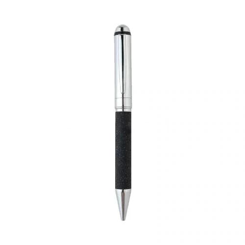 Eco-Neutral Metal Pen With Recycled Leather Barrel