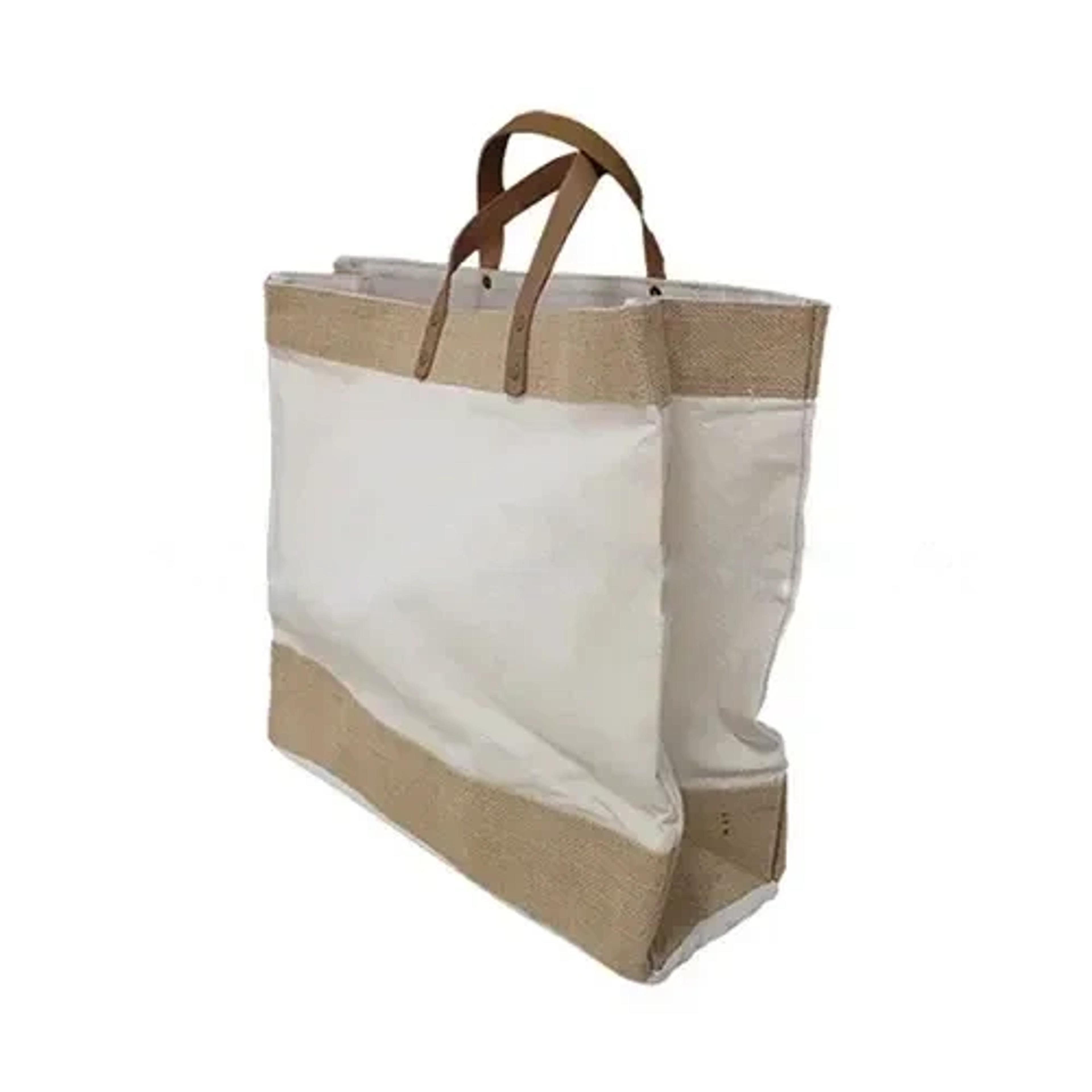 Canvas & Jute Bag With Leather Handle