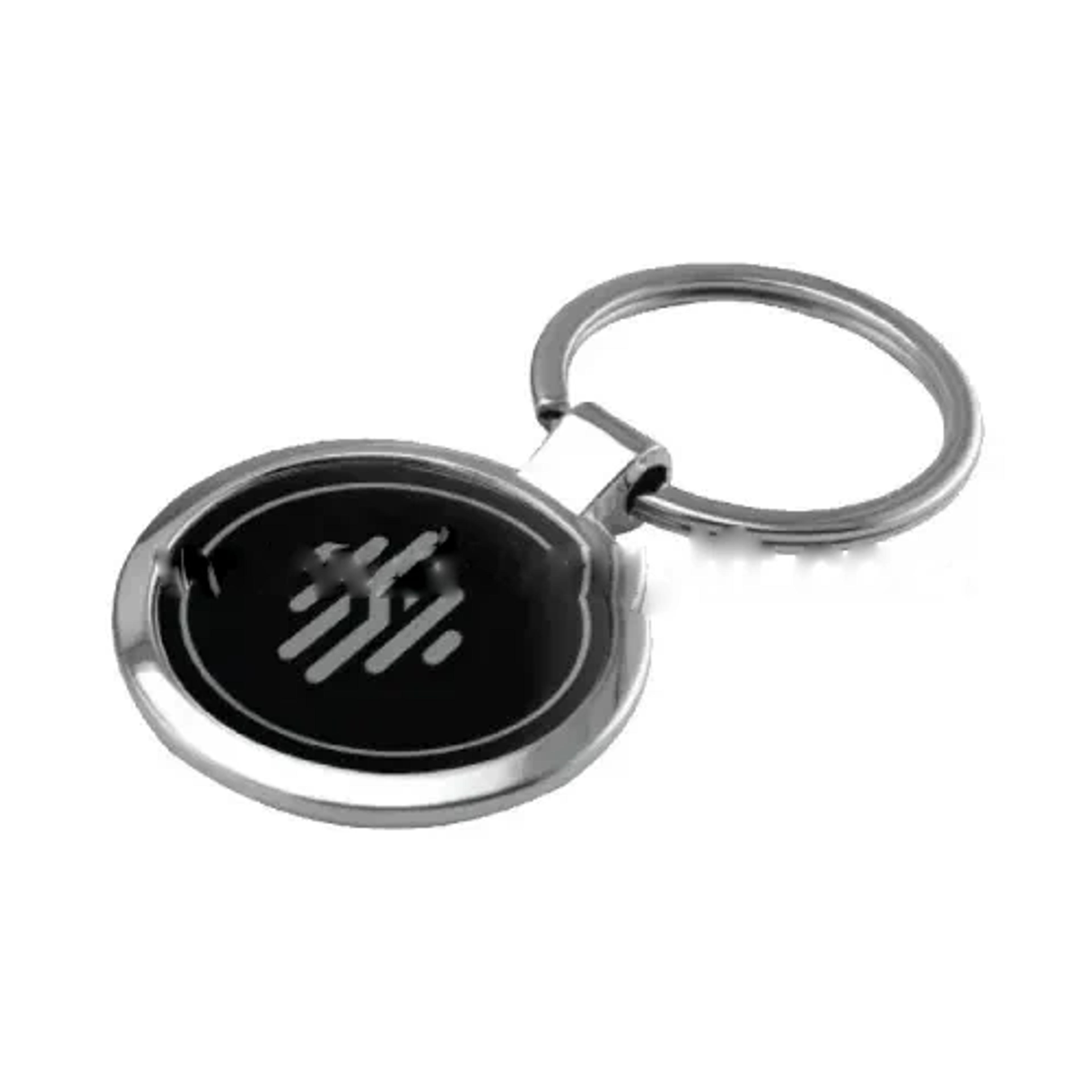 Black Round Shape Metal Keychain