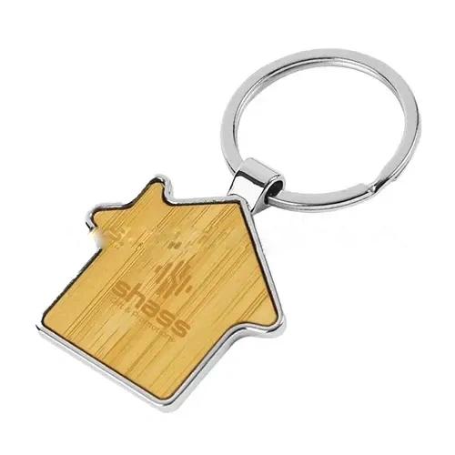 Bamboo Metal Keychain House