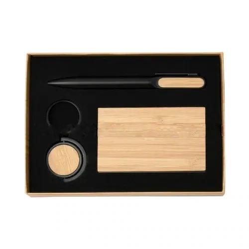 Wooden Gift Set With Card Holder, Key Chain & Metal Pen