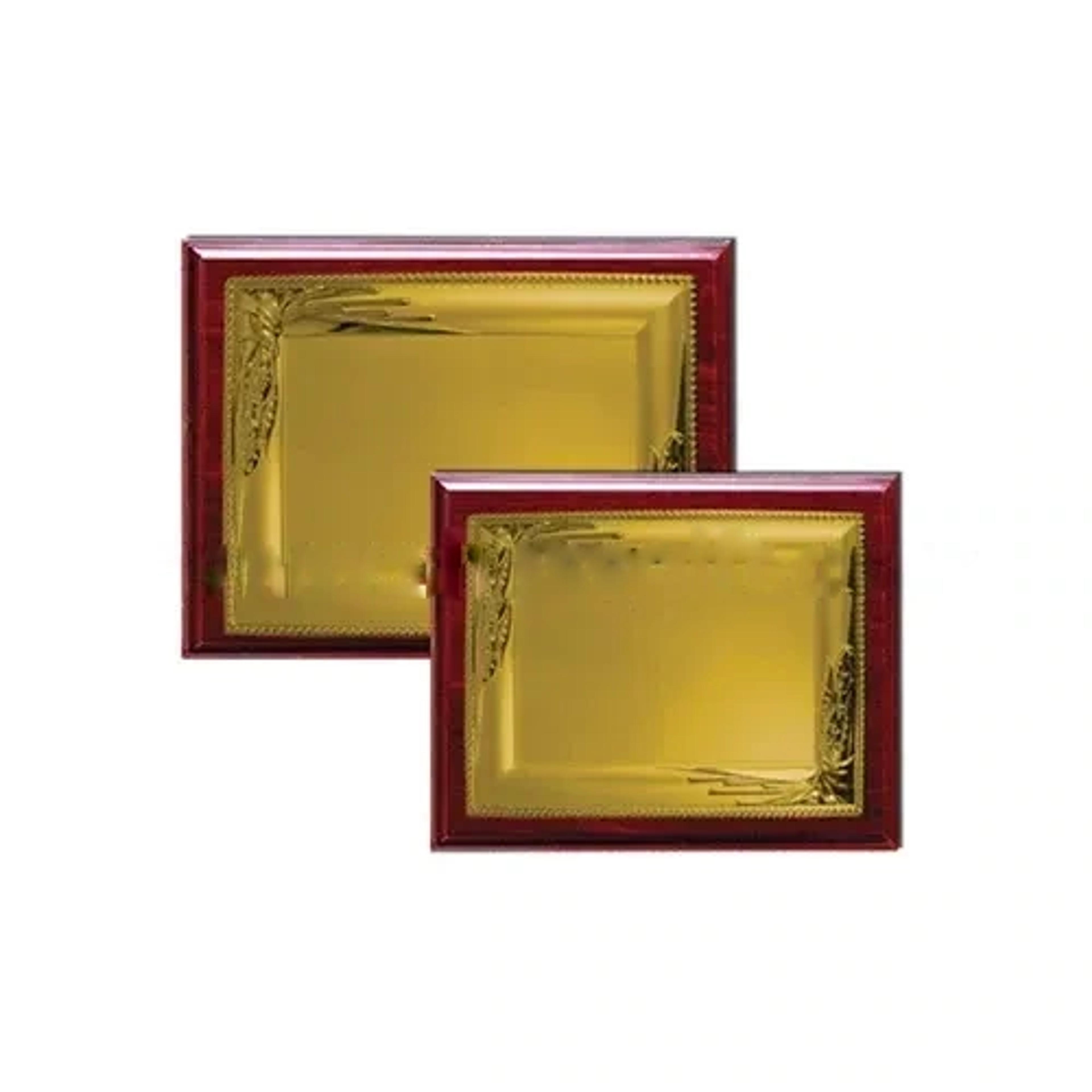 Maroon Wooden Award With Inner Golden Plate