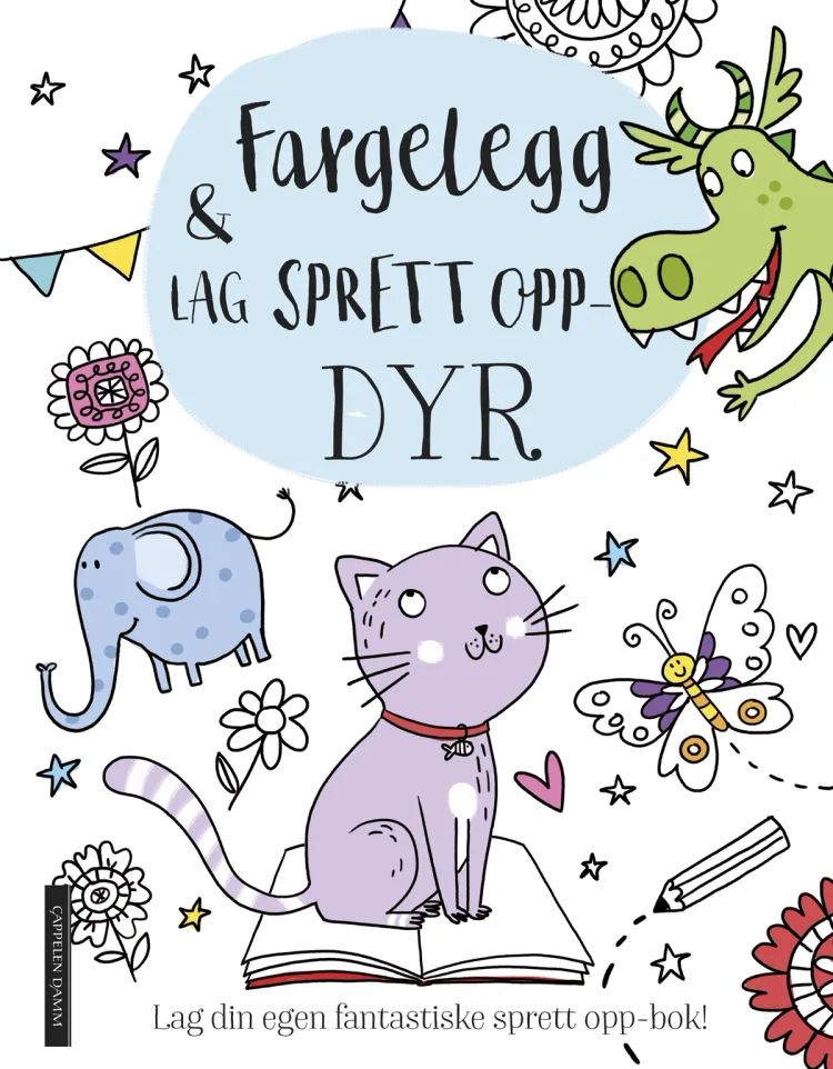 Omslag Fargelegg & lag sprett opp-dyr (Heftet)