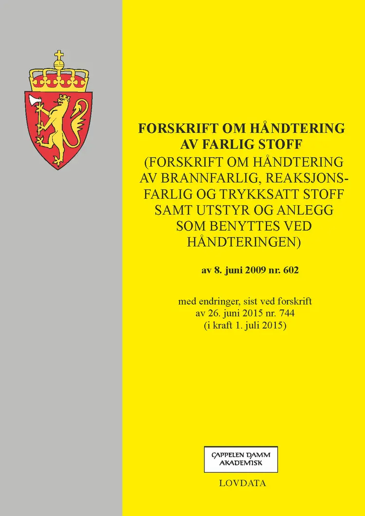 Omslag Forskrift om håndtering av farlig stoff (Heftet)