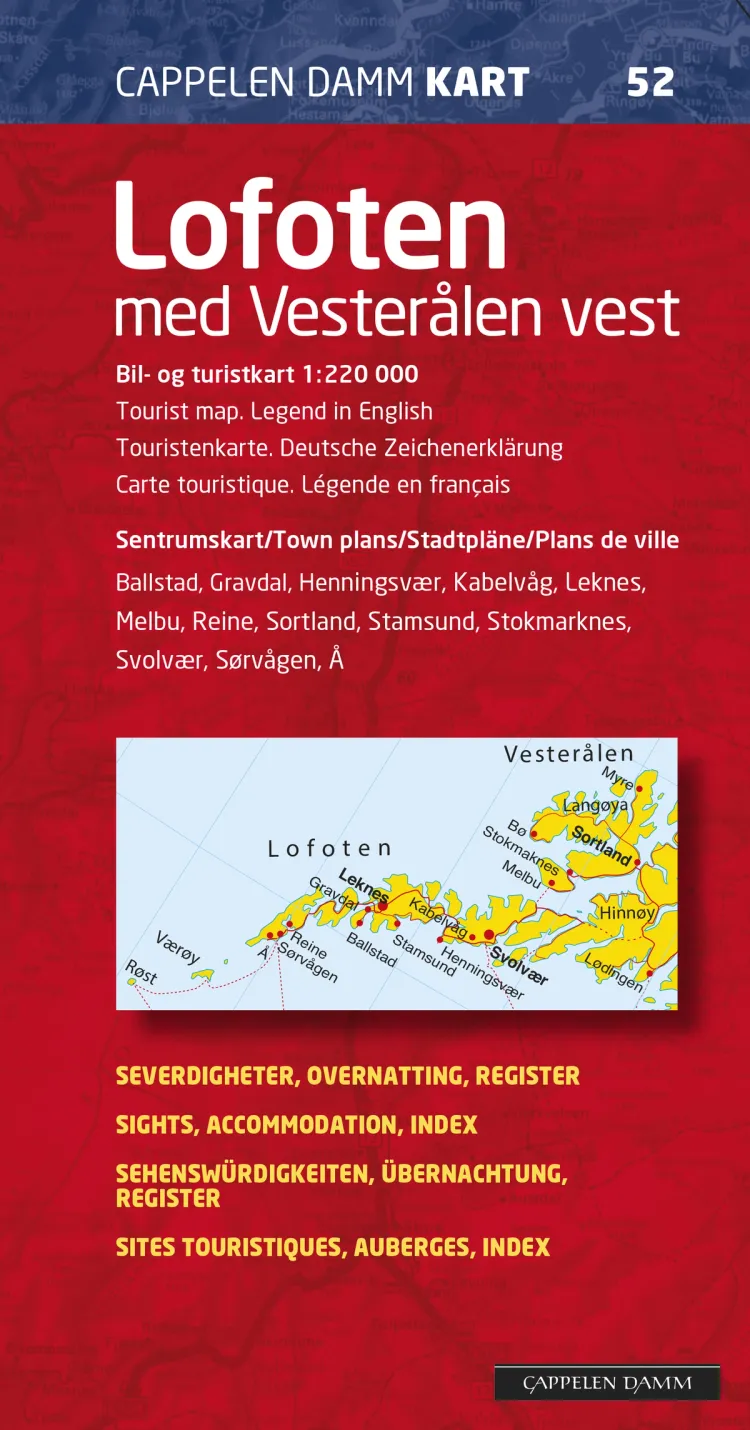 Omslag Lofoten med Vesterålen vest CK 52 av Cappelen Damm Kart (Kart)