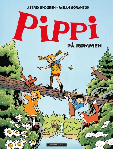 Omslag Pippi på rømmen - tegneserie av Astrid Lindgren (Innbundet)