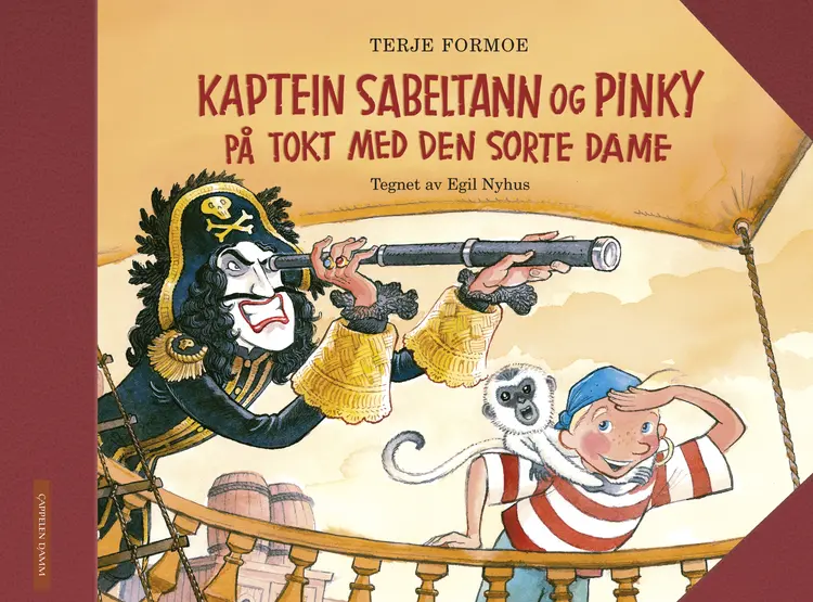 Omslag Kaptein Sabeltann og Pinky på tokt med den sorte dame av Terje Formoe og Egil Nyhus (Innbundet)