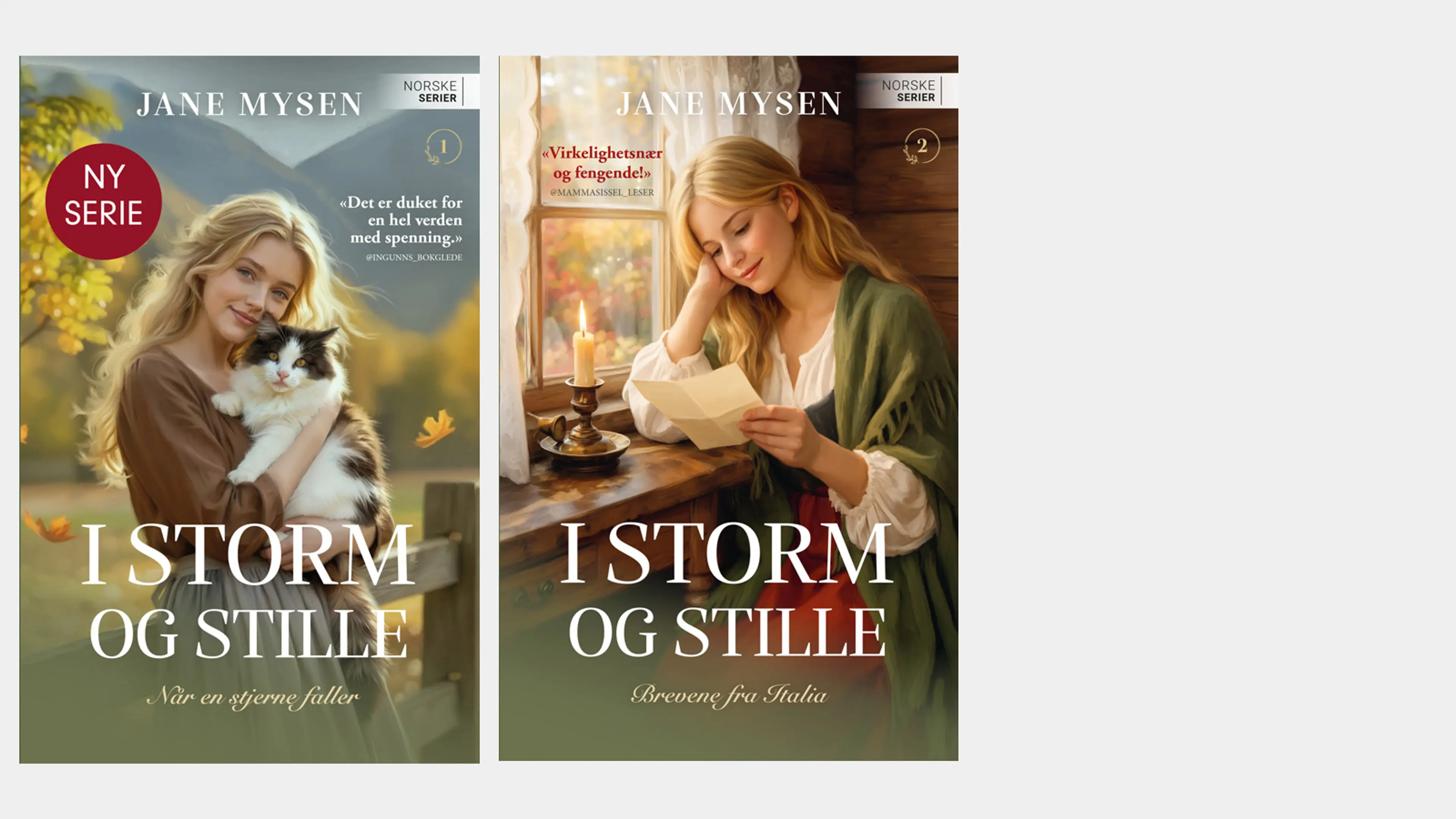 De to første bøkene i serien I storm og stille