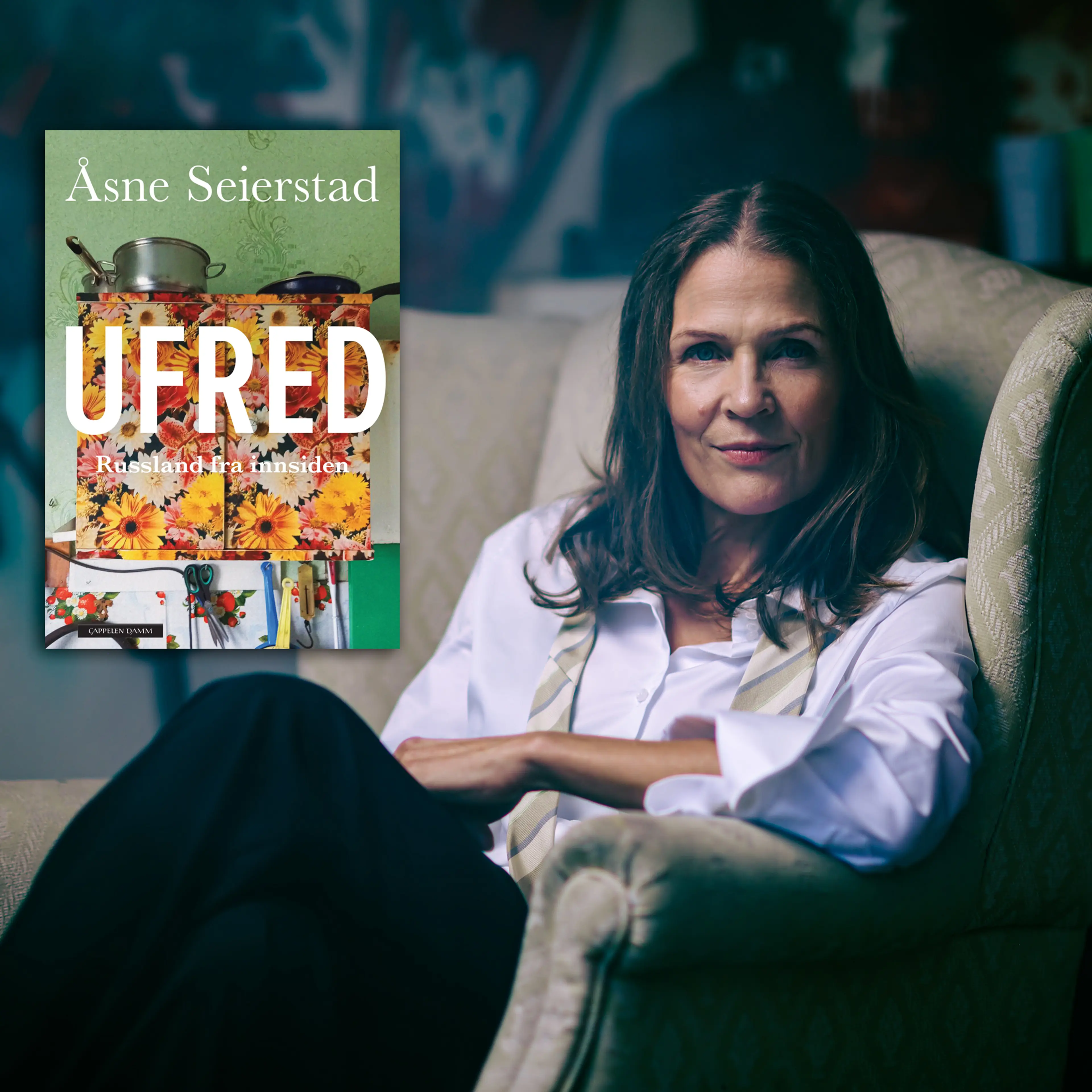 Åsne Seierstad med boken Ufred