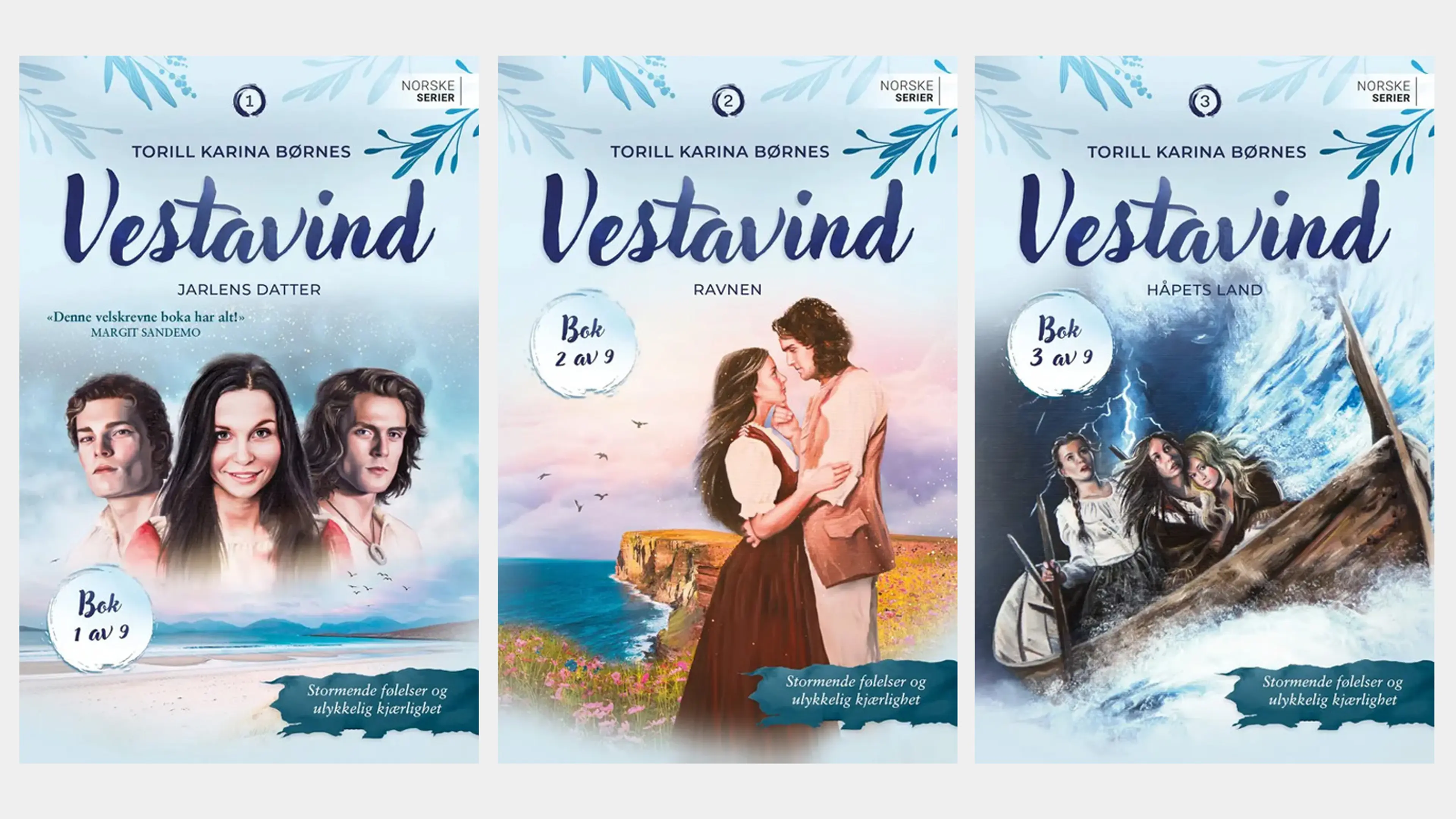 De tre første bøkene i serien Vestavind