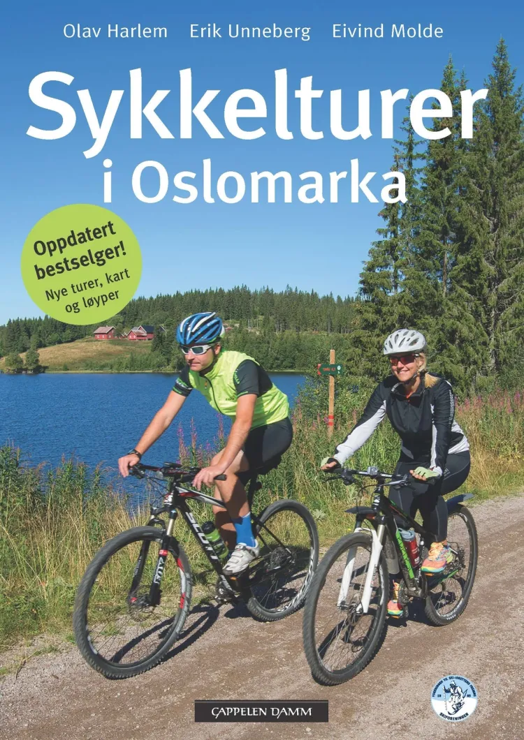 Omslag Sykkelturer i Oslomarka av Olav Harlem, Erik Unneberg og Eivind Molde (Innbundet)