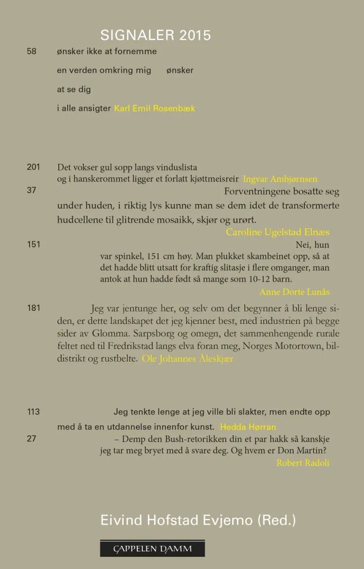 Omslag Signaler 2015 av Eivind Hofstad Evjemo (red.) (Innbundet)