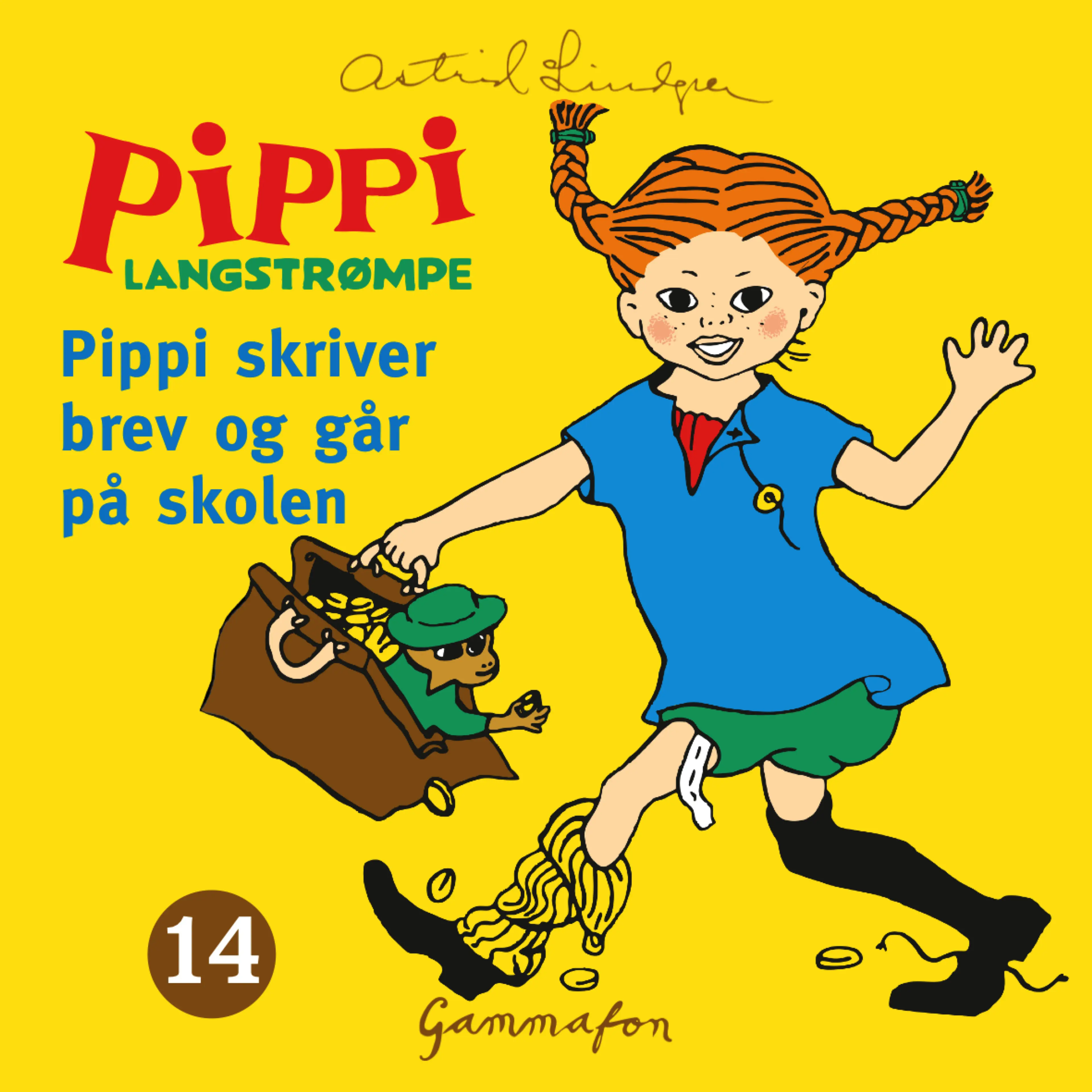 Omslag Pippi skriver brev og går på skolen av Astrid Lindgren (Lydbok)