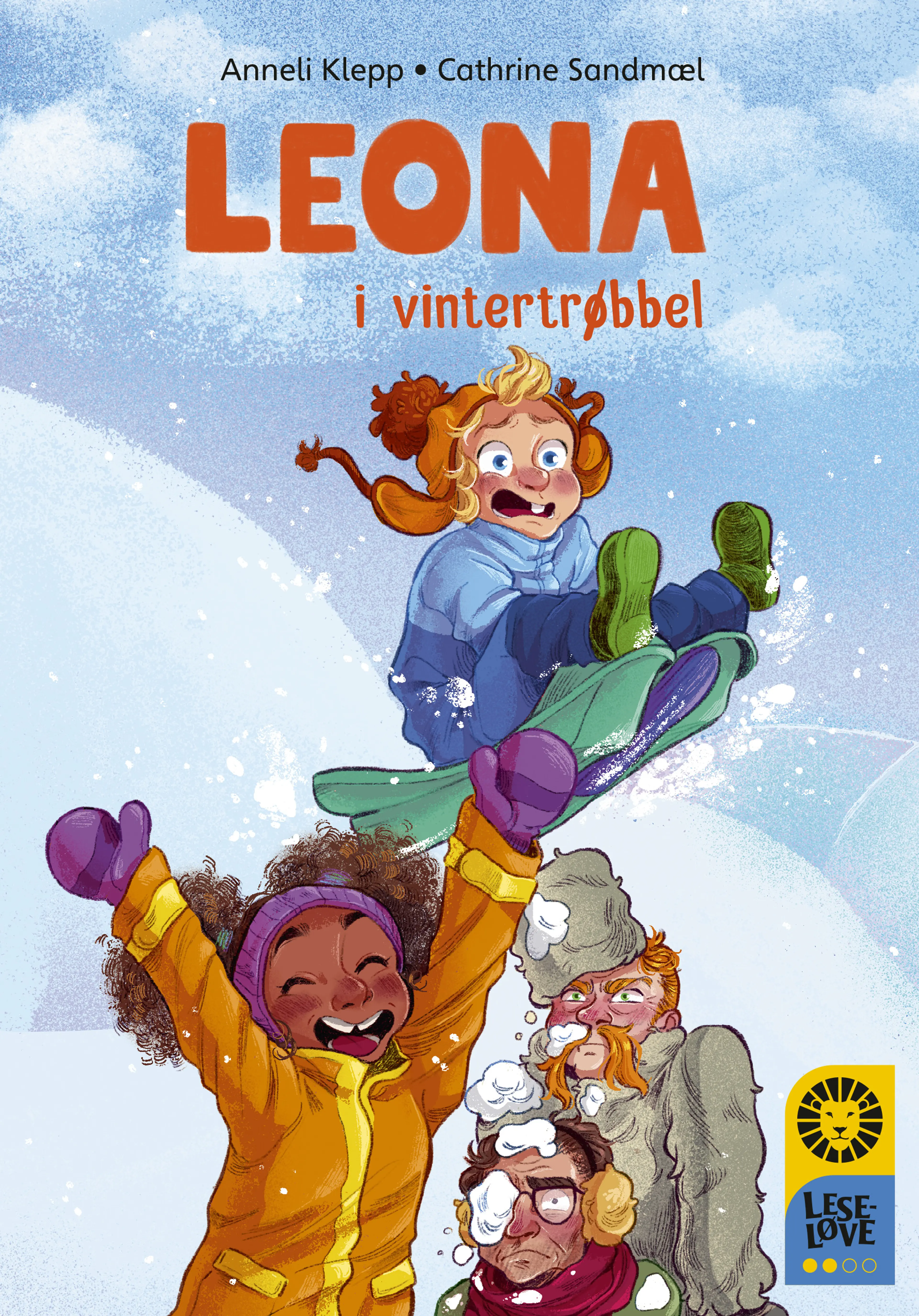 Omslag Leseløve nivå 2 - Leona i vintertrøbbel av Anneli Klepp (Innbundet)