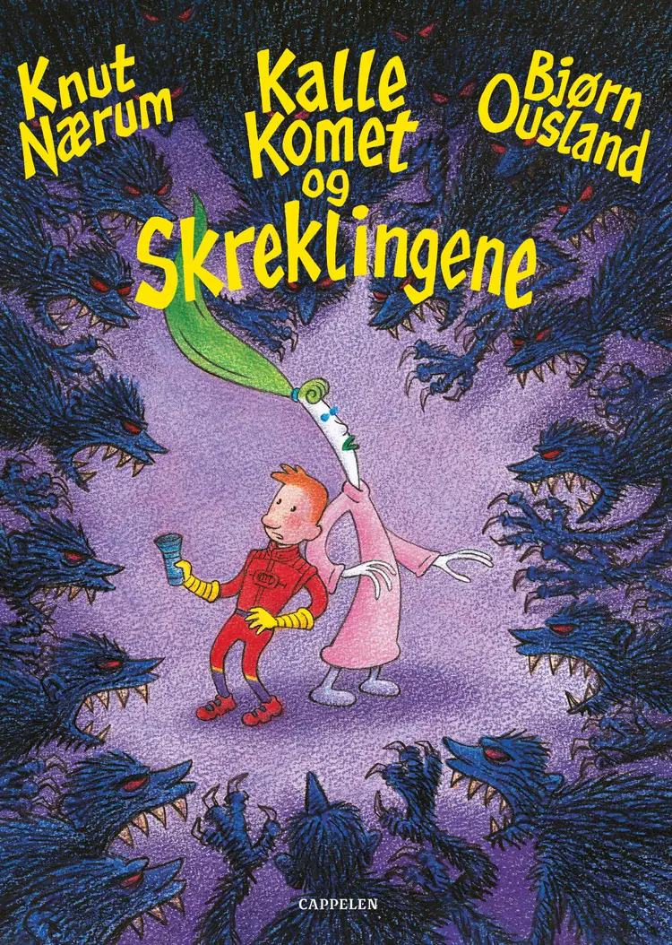 Omslag Kalle Komet og skreklingene av Knut Nærum og Bjørn Ousland (Innbundet)