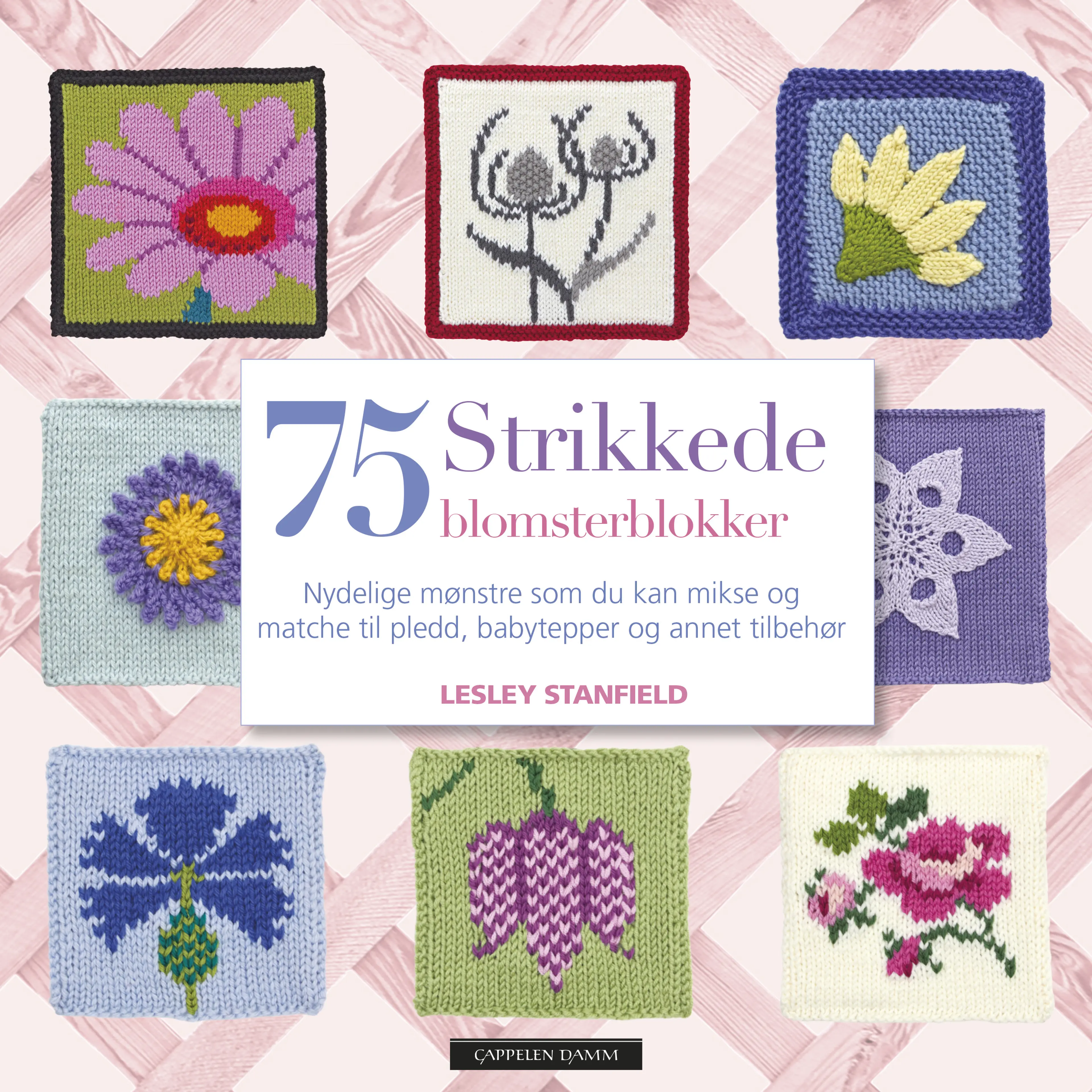 Omslag 75 strikkede blomsterblokker av Lesley  Stanfield (Heftet)