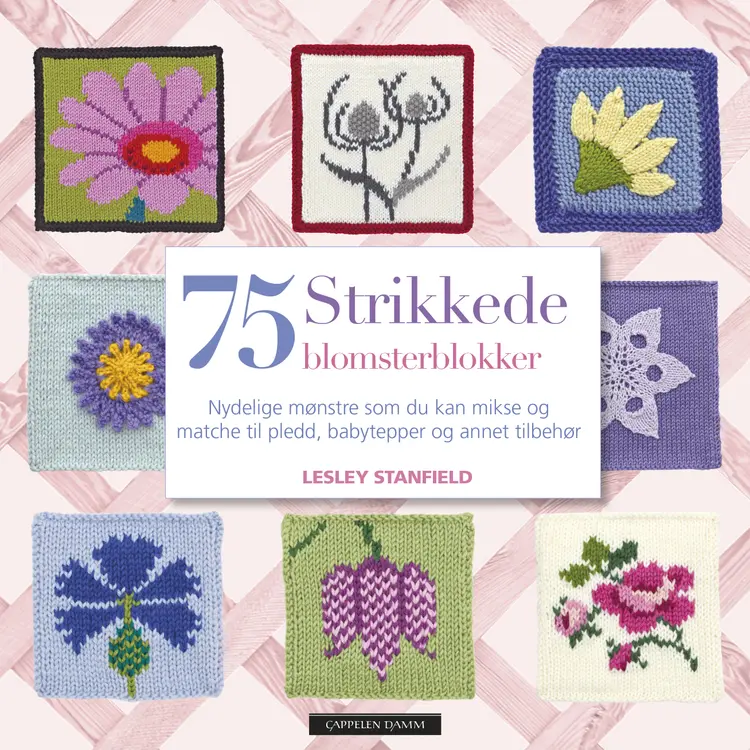 Omslag 75 strikkede blomsterblokker av Lesley  Stanfield (Heftet)