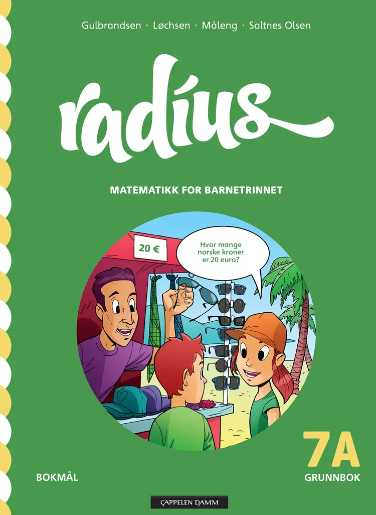 Omslag Radius 7A Grunnbok av Kristin Måleng, Vibeke Saltnes Olsen, Jan Erik Gulbrandsen og Randi Løchsen (Innbundet)
