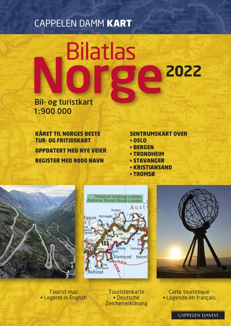 Omslag Bilatlas Norge 2022 av Cappelen Damm Kart (Ukjent)