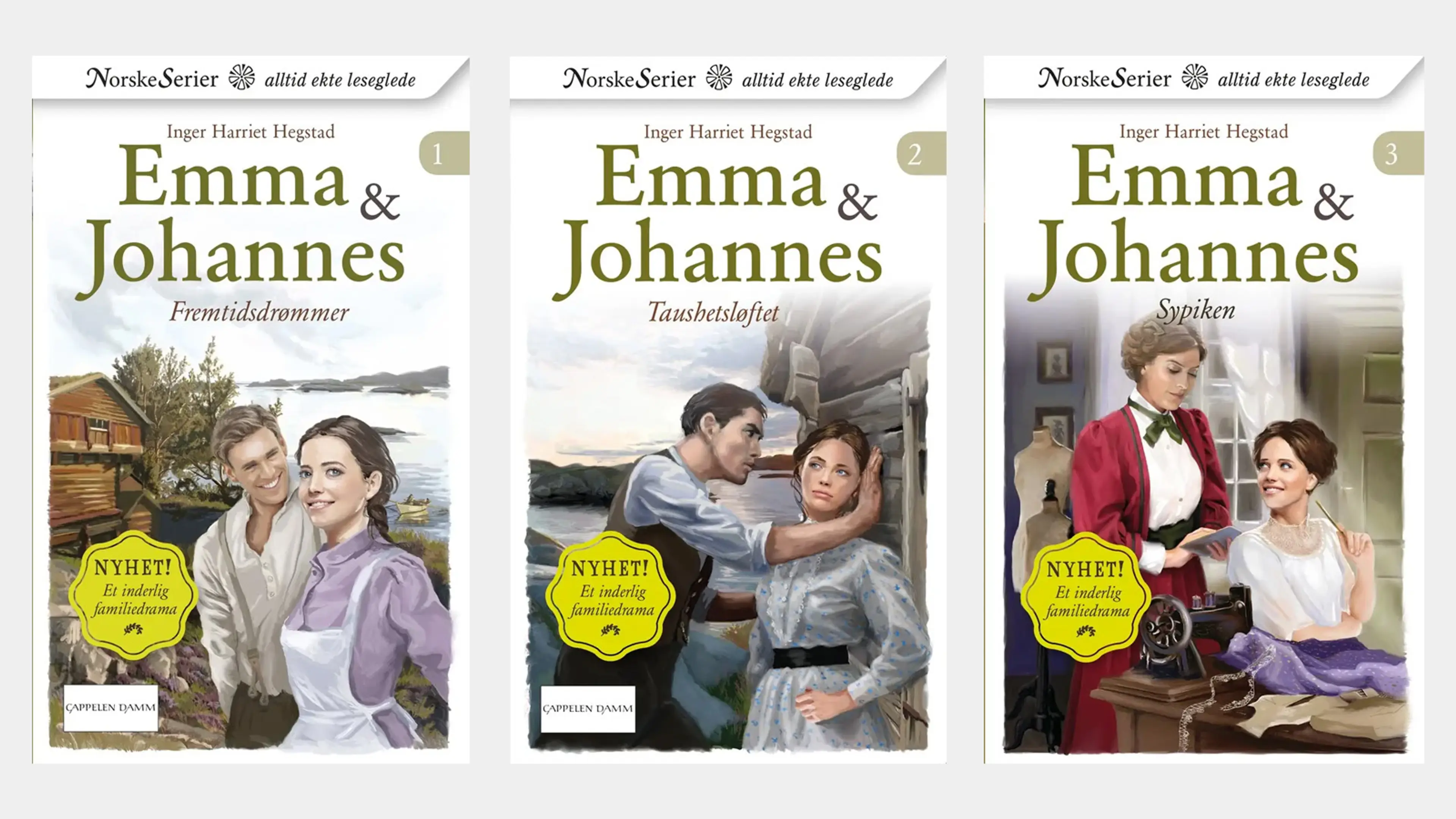 De tre første bøkene i serien Emma og Johannes
