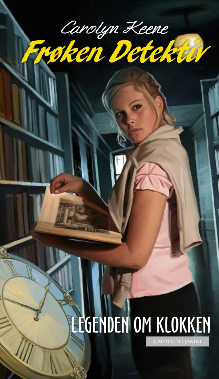 Omslag Nye Frøken Detektiv 12: Legenden om klokken av Carolyn Keene (Innbundet)