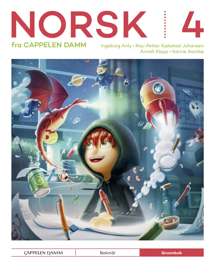 Omslag Norsk 4 fra Cappelen Damm Grunnbok av Karine Aambø, Ingeborg Anly, Anneli Klepp og Roy-Petter K. Johansen (Innbundet)