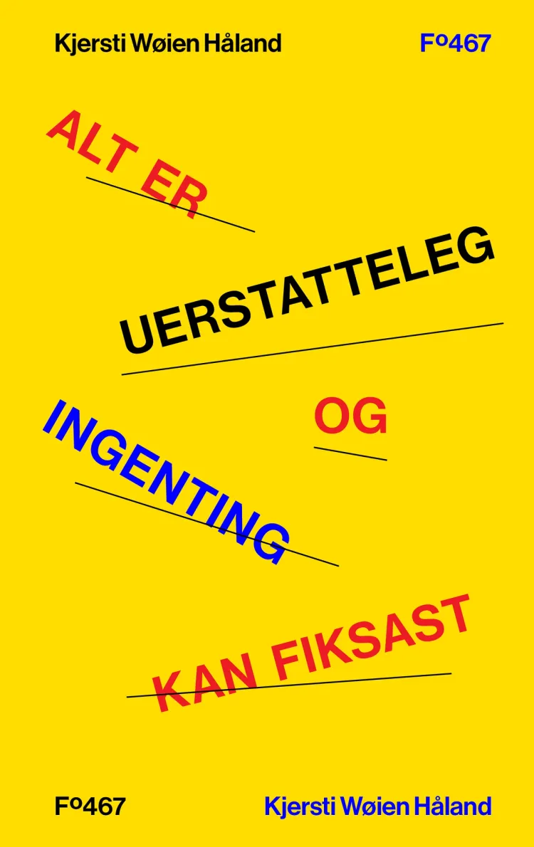 Omslag Alt er uerstatteleg og ingenting kan fiksast av Kjersti Wøien Håland (Ebok)