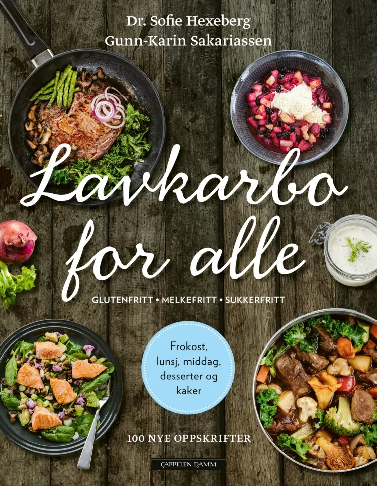 Omslag Lavkarbo for alle av Sofie Hexeberg og Gunn-Karin Sakariassen (Innbundet)
