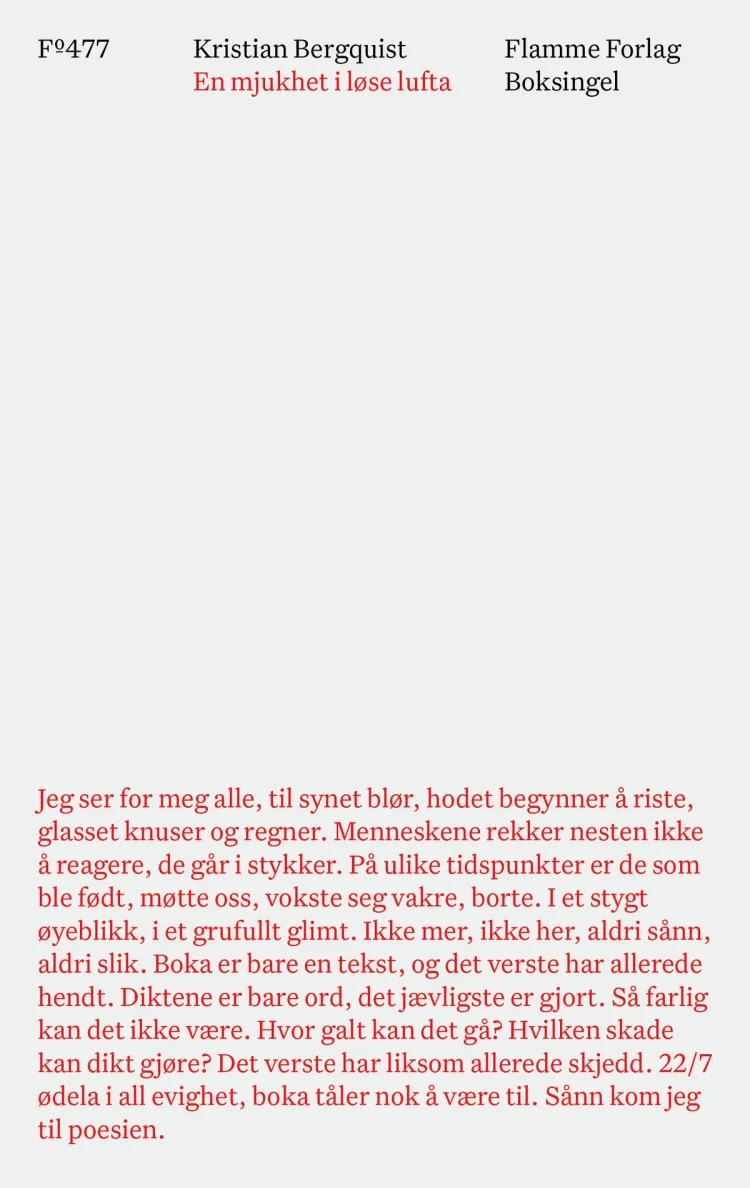 Omslag En mjukhet i løse lufta av Kristian Bergquist (Heftet)