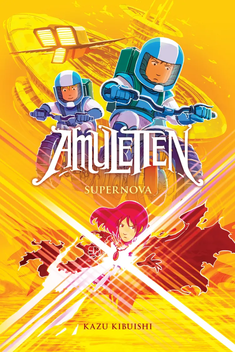 Omslag Amuletten 8: Supernova av Kazu Kibuishi (Innbundet)