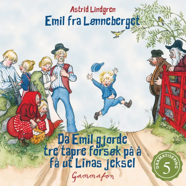 Omslag Da Emil gjorde tre tapre forsøk på å få ut Linas jeksel av Astrid Lindgren (Lydbok)