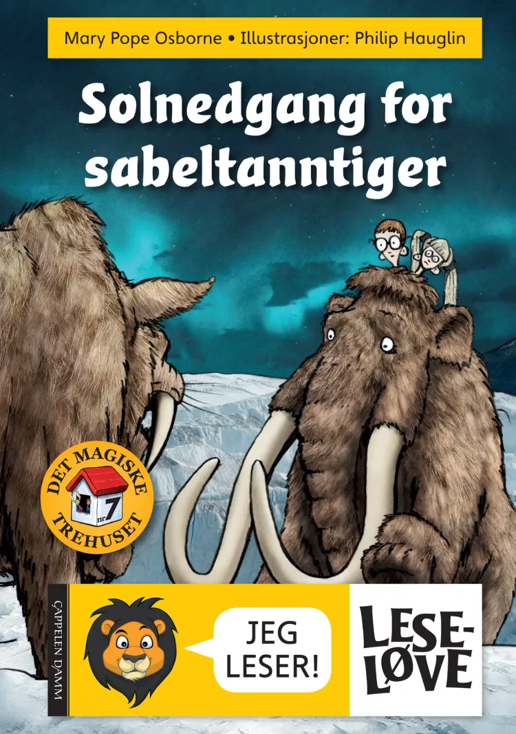 Omslag Leseløve - Solnedgang for sabeltanntiger av Mary Pope Osborne (Innbundet)
