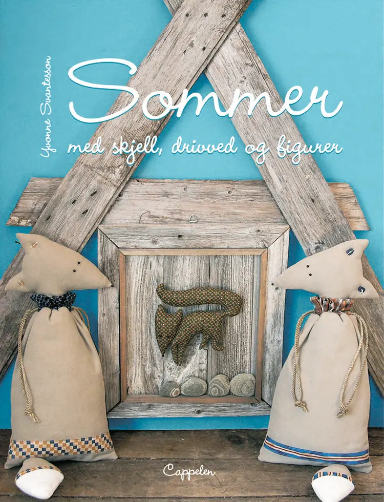 Omslag Sommer med skjell, drivved og figurer av Yvonne Svantesson (Innbundet)