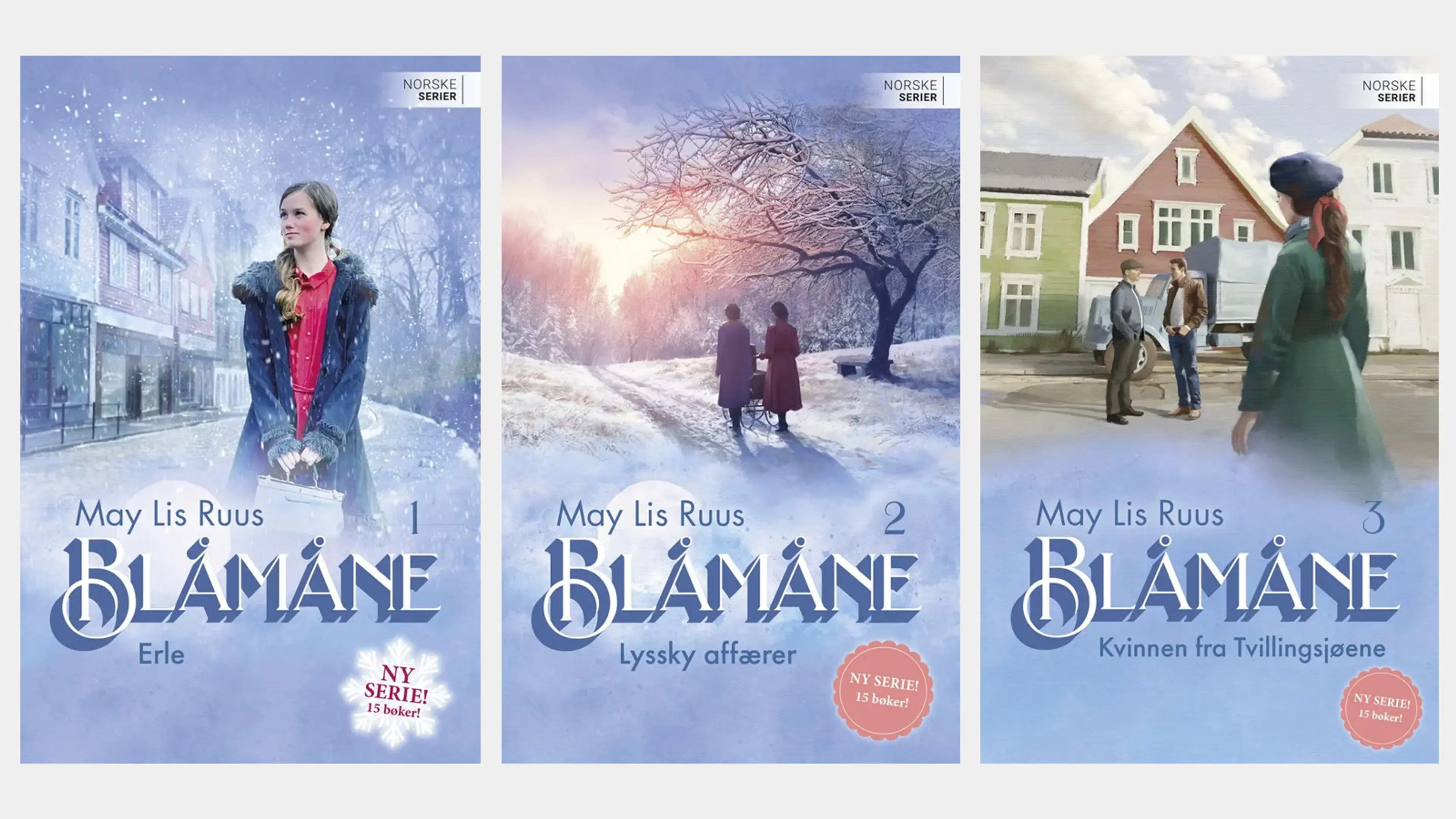 De tre første bøkene i serien Blåmåne