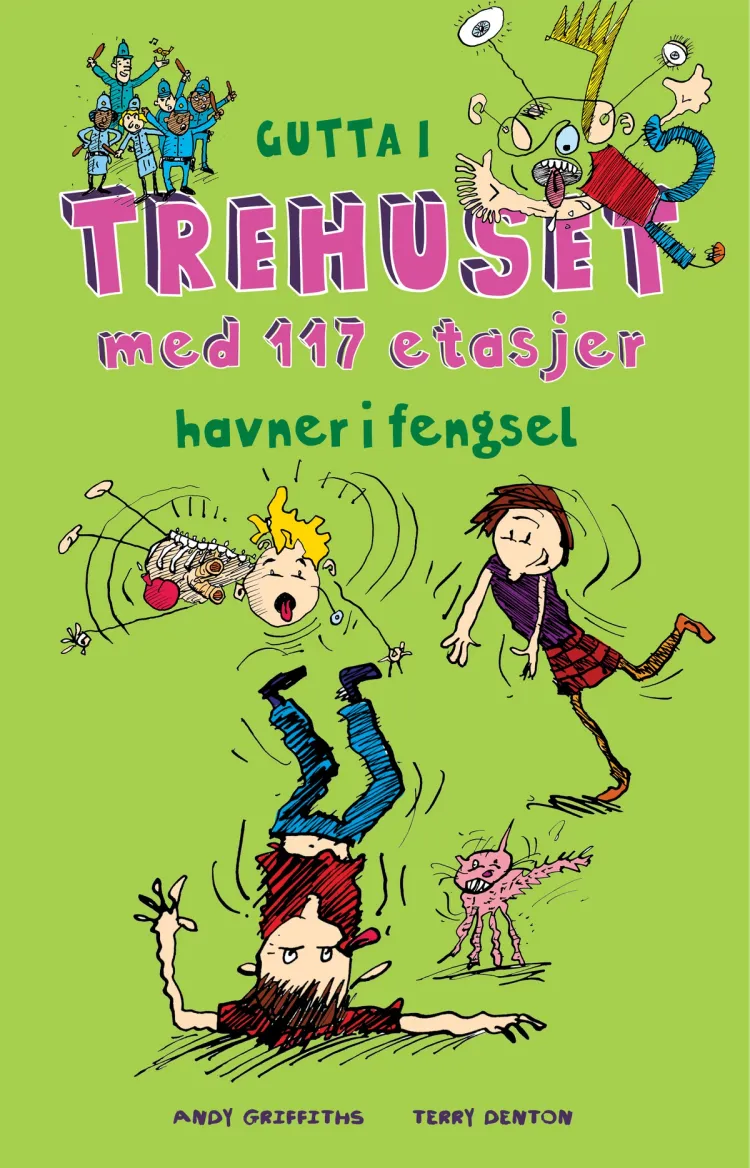 Omslag Gutta i trehuset med 117 etasjer havner i fengsel av Andy Griffiths (Innbundet)