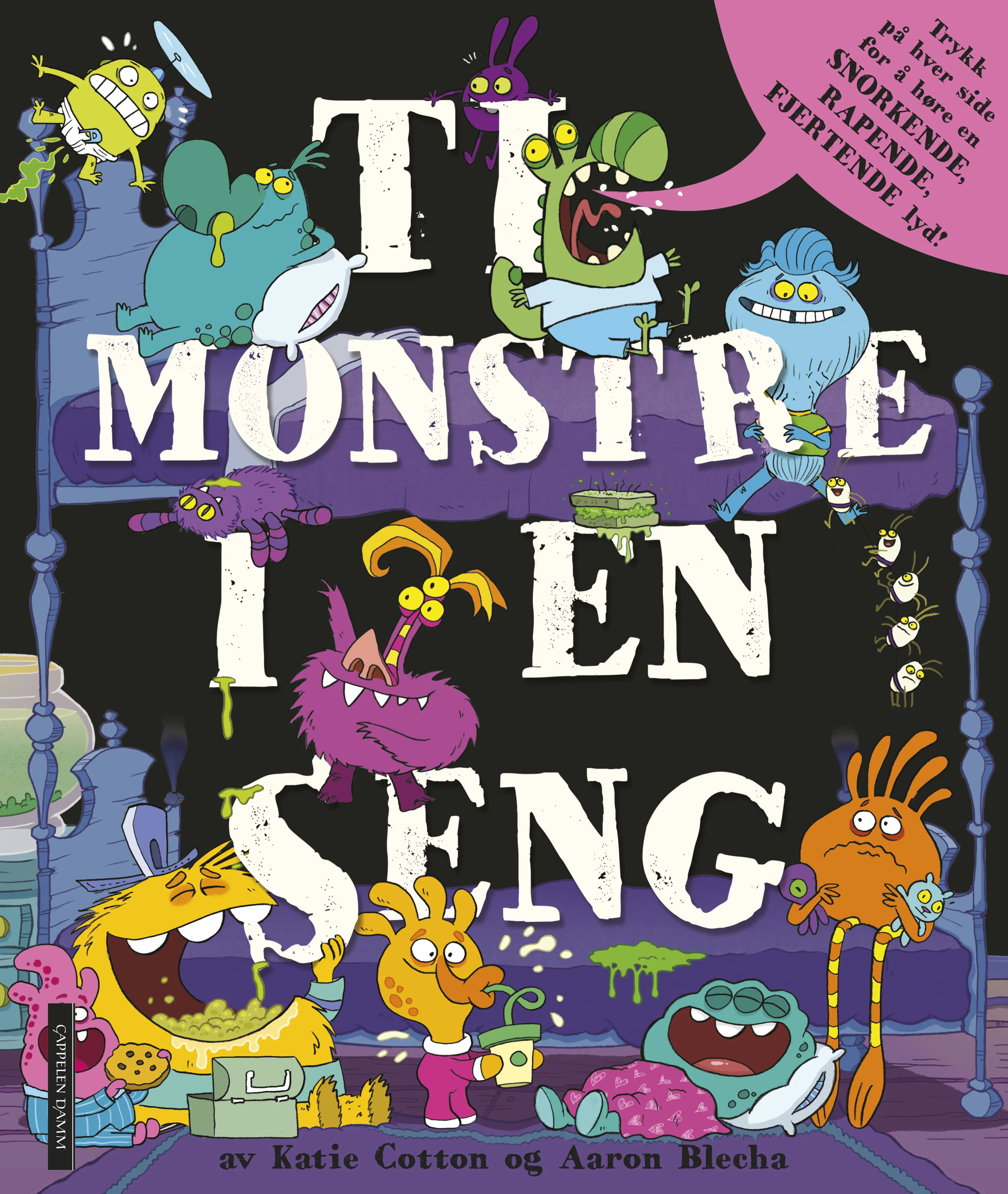 Omslag Ti monstre i en seng - med lyd (Innbundet)